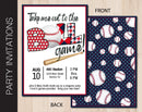 Editable Blue & Red Baseball Tailgate Party Invitation