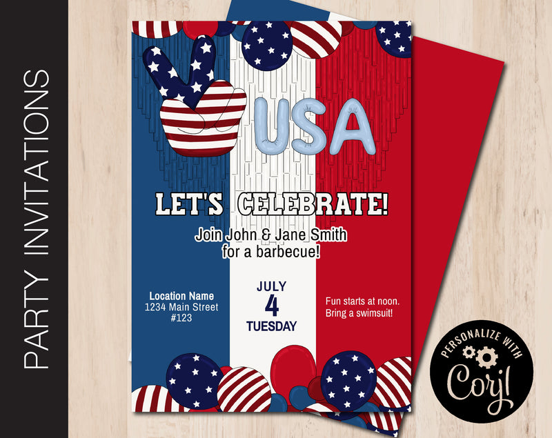 Editable Patriotic Party Invitation