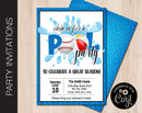 Editable Baseball Pool Party Invitation