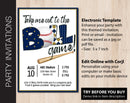 Editable Blue & Gold Baseball Tailgate Party Invitation