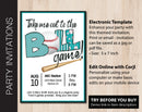 Editable Black &  Aqua Teal Baseball Tailgate Party Invitation