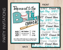 Editable Black &  Aqua Teal Baseball Tailgate Party Invitation