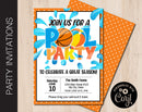 Editable Basketball Pool Party Invitation