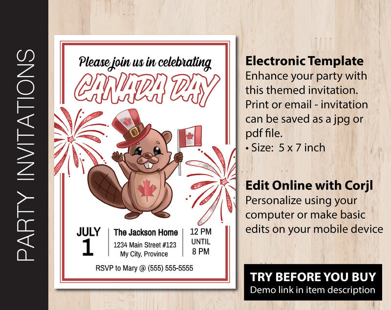 Editable Canada Day Invitation