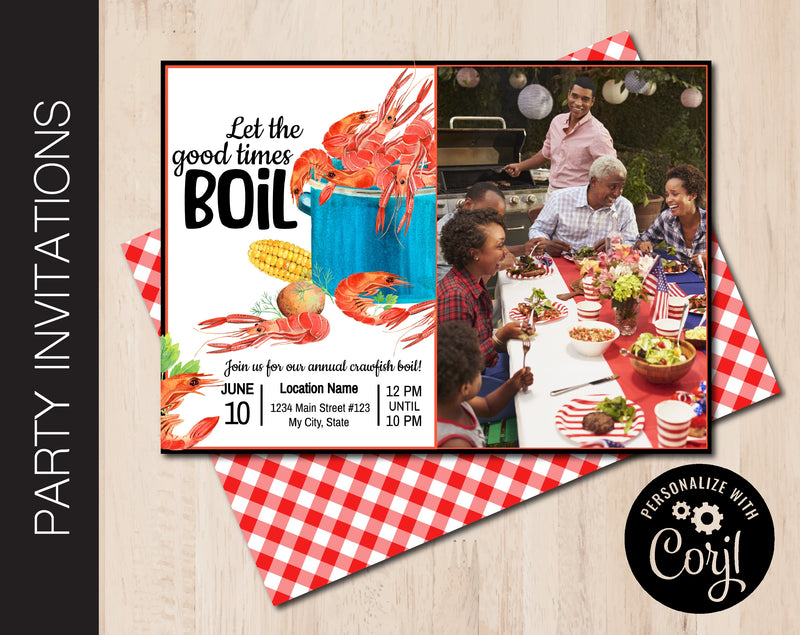 Editable Crawfish Boil Party Invitation with Photo