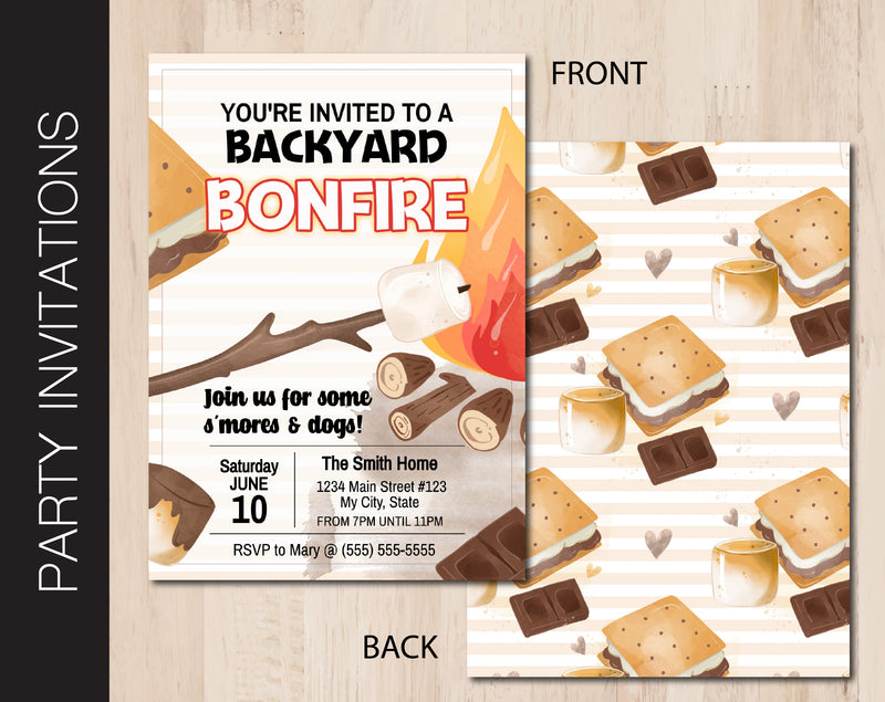 Editable Backyard Bonfire Party Invitation