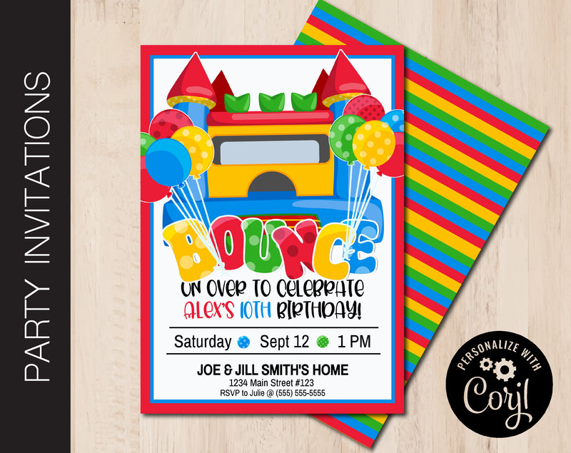 Editable Bounce House Birthday Party Invitation