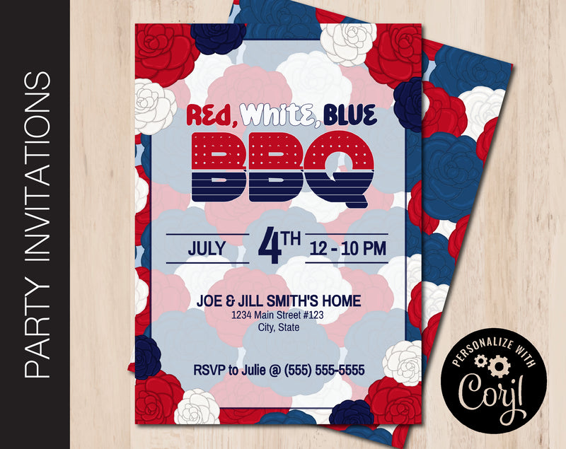 Editable Patriotic Barbecue Invitation