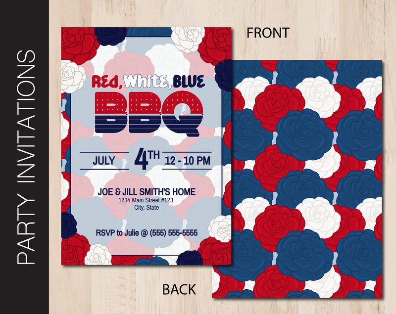 Editable Patriotic Barbecue Invitation