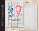 Editable Overall or Onsie Gender Reveal Party Invitation