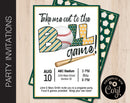 Editable Green & Gold Baseball Tailgate Party Invitation