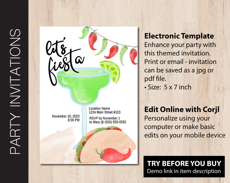 Editable Mexican Fiesta Invitation