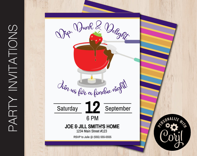 Editable Fondue Night Party Invitation