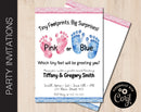 Editable Baby Footprints Gender Reveal Party Invitation