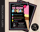 Editable Ice Cream Social Party Invitation