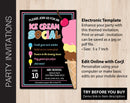 Editable Ice Cream Social Party Invitation