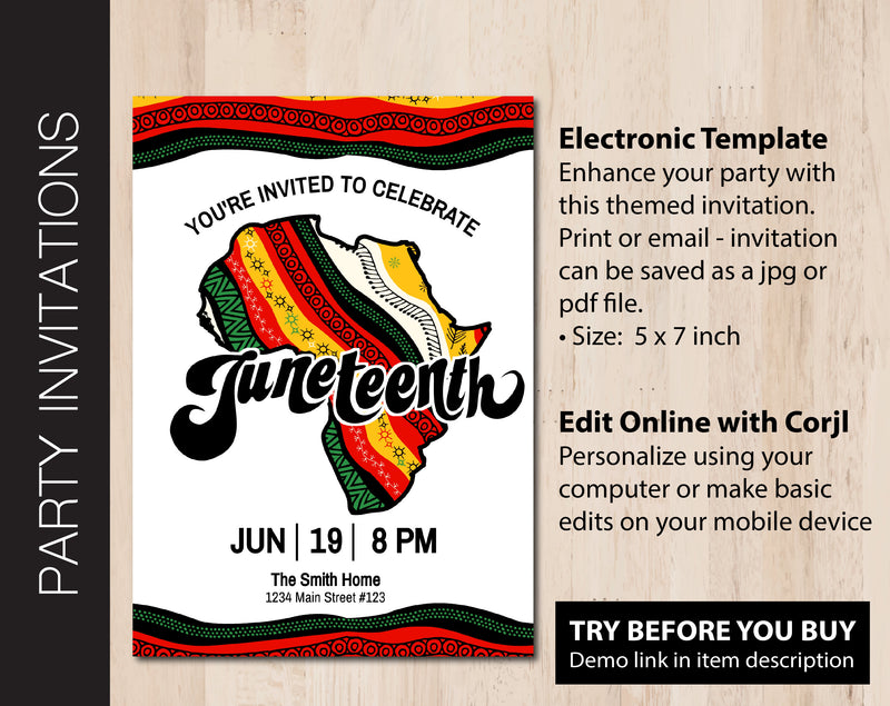 Editable Juneteenth Party Invitation