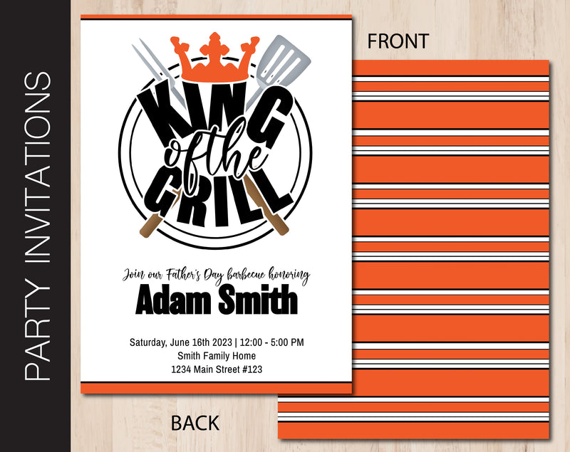 Editable King of the Grill Barbecue Invitation