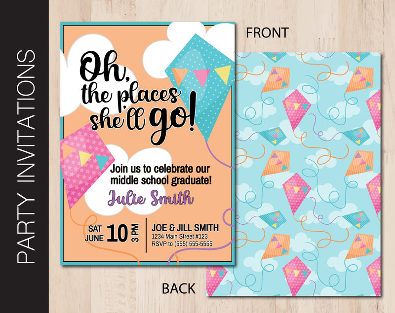 Editable Oh the Places Party Invitation