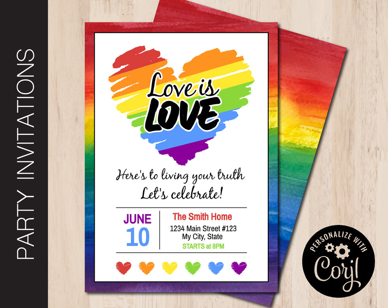 Editable Love Is Love Party Invitation