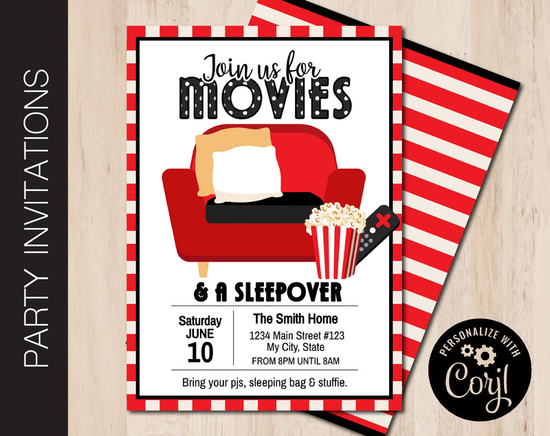 Editable Movie Night Party Invitation