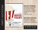 Editable Movie Night Party Invitation