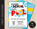 Editable Goodbye School Pool Party Invitation