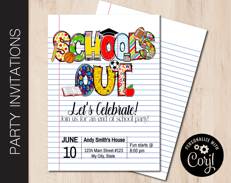 Schools Out Party Invitation