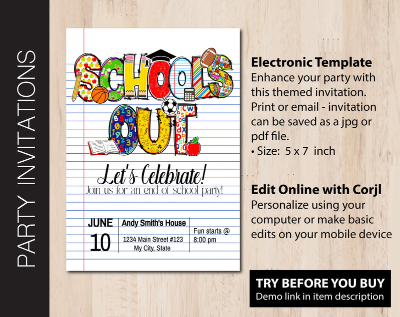 Schools Out Party Invitation