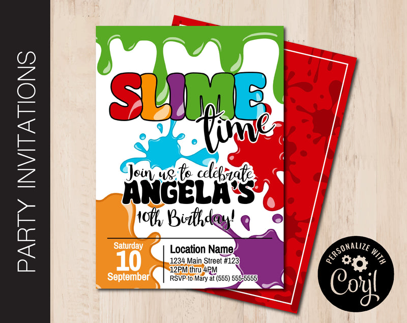 Slime Time Birthday Party Invitation