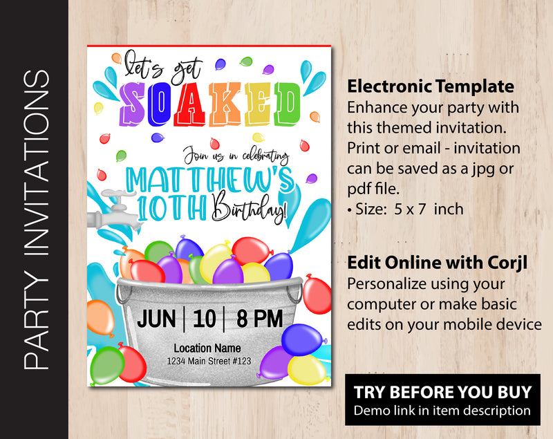 Soaked Birthday Party Invitation