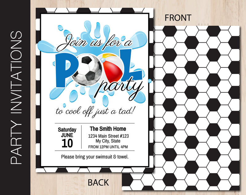 Editable Soccer Pool Party Invitation