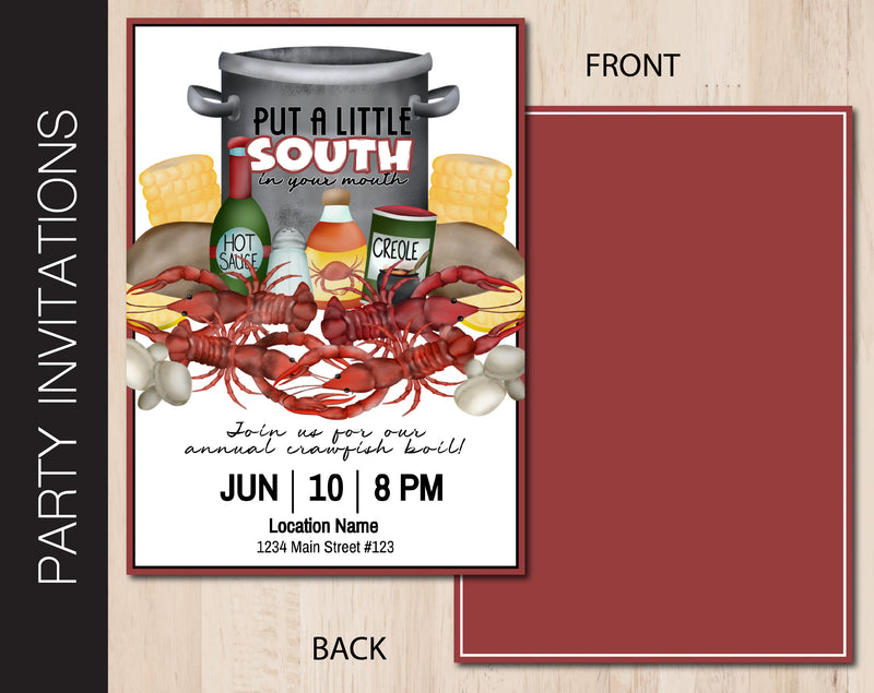 Editable Crawfish Boil Party Invitation