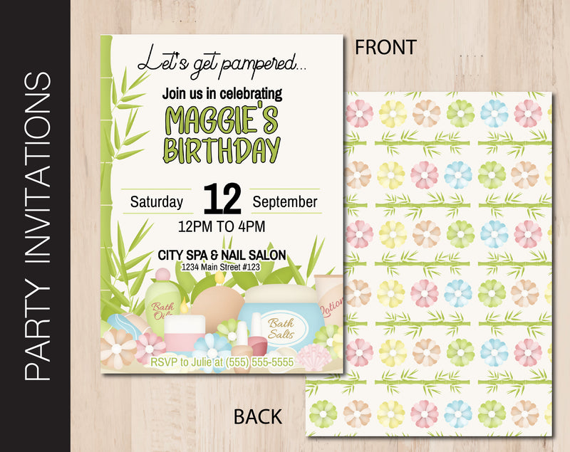 Editable Spa Party Invitation