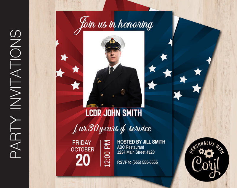 Editable Service Member Retirement Party Invitation