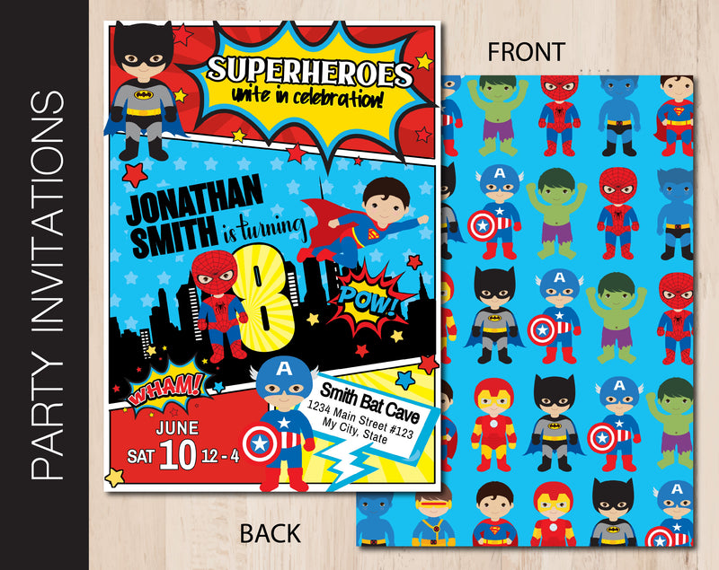 Editable Superheroes Birthday Party Invitation