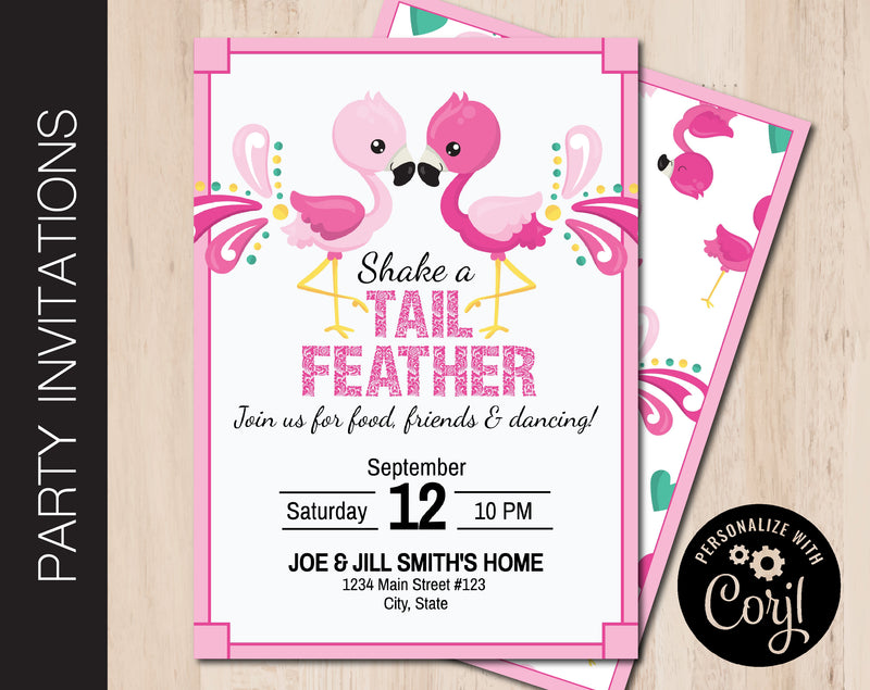 Editable Flamingo Party Invitation